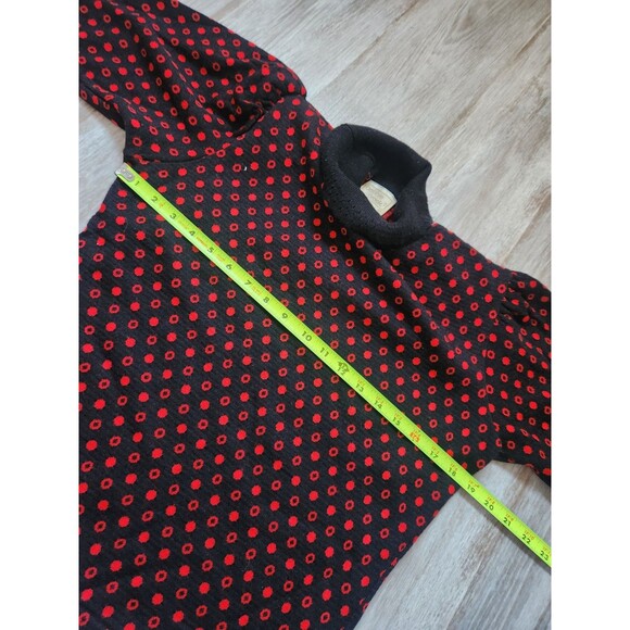 VTG Bobbie Brooks Knit Turtleneck Sweater Black Red Polka Dot 3/4 Sleeve Sz S - Picture 7 of 9